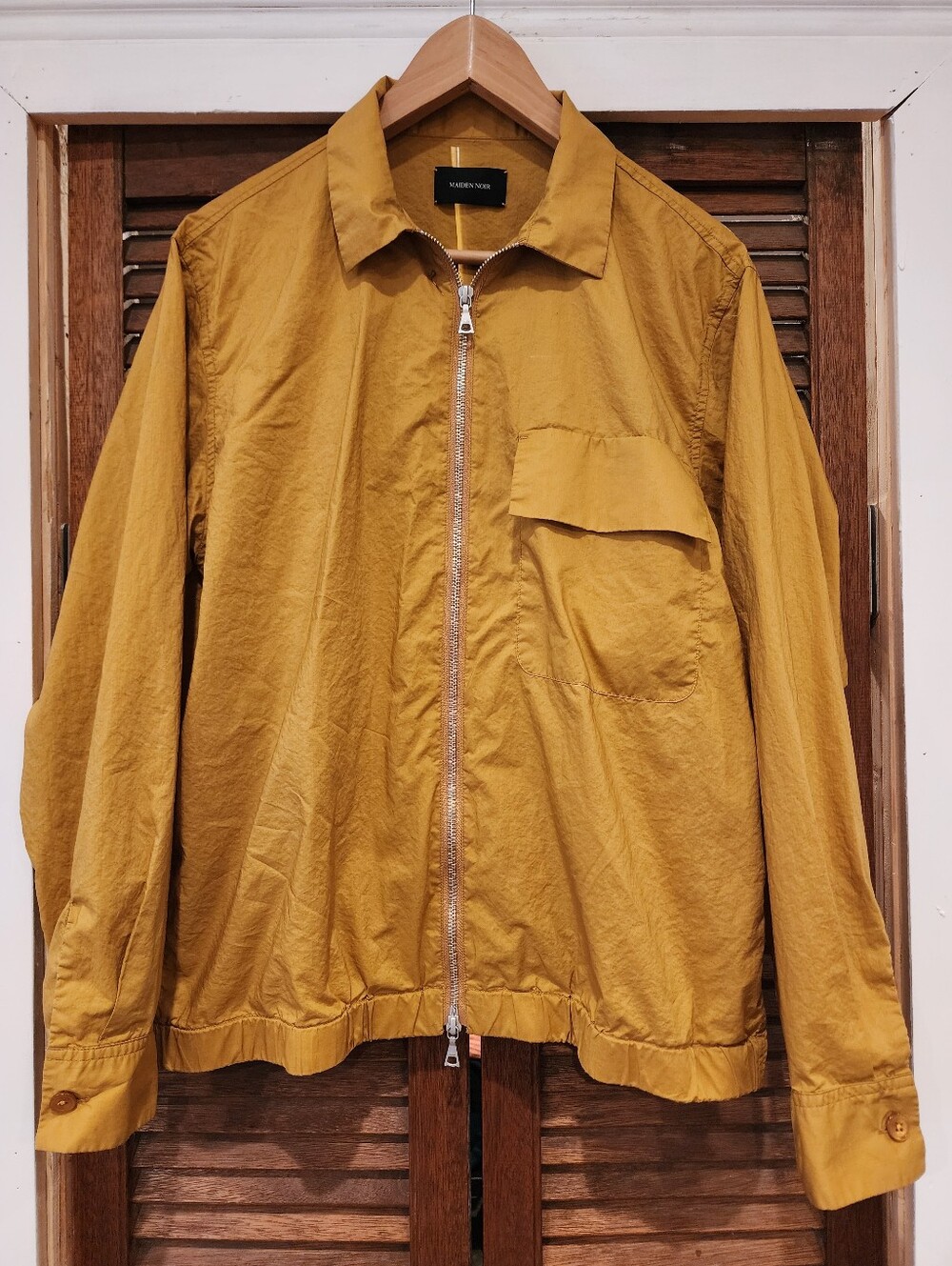 Maiden Noir Men's Lightweight Zip Front Shirt Jacket in Mustard Size M